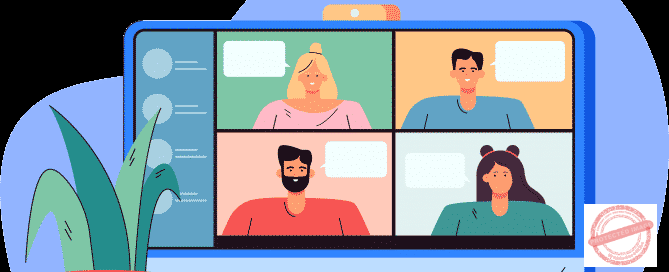 Videoconference with happy people on desktop, PEO Insights